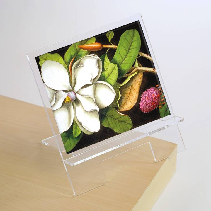 White Magnolia Black Flower Garden Tablet/Book Holder for wholesale by Lucy Lu Designs