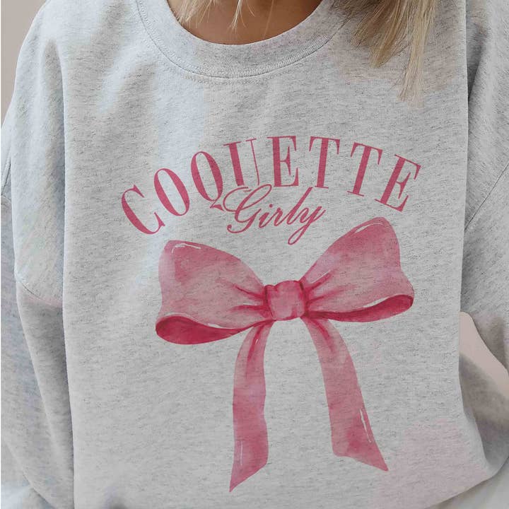 COQUETTE GIRLY RIBBON oversized sweatshirt met grafische print voor wholesale door A. BLUSH CO