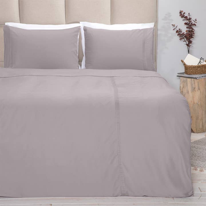 Parure de housse de couette | Cleto - Gris brume | Bambou & Coton pour la vente par Pure Harmony