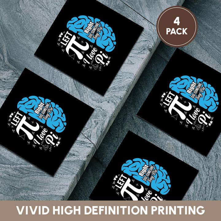 3dRose - Wholesale Coffee Mug - 3dRose, Left half of a brain loves Pi and math, the right one loves cake, pie, Coaster5