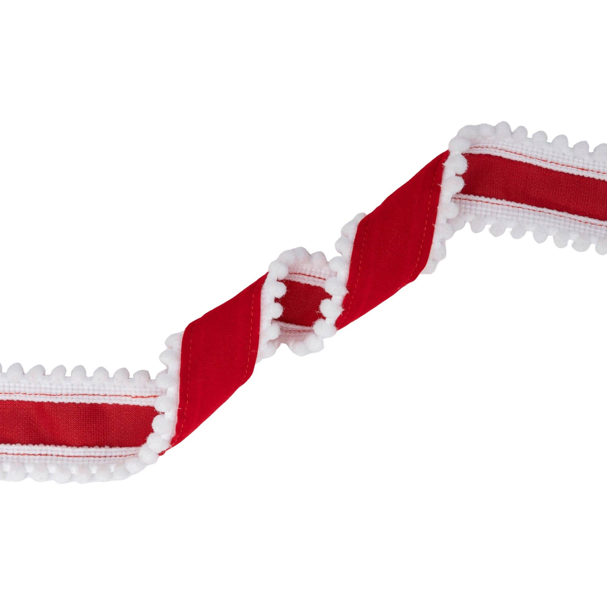 LA Ribbons Wholesale – wholesale Ribbon – Gift wrapping – 1 1/2" Wired Ribbon | Red with White Pom-pom Edge | 10 Yard Roll3