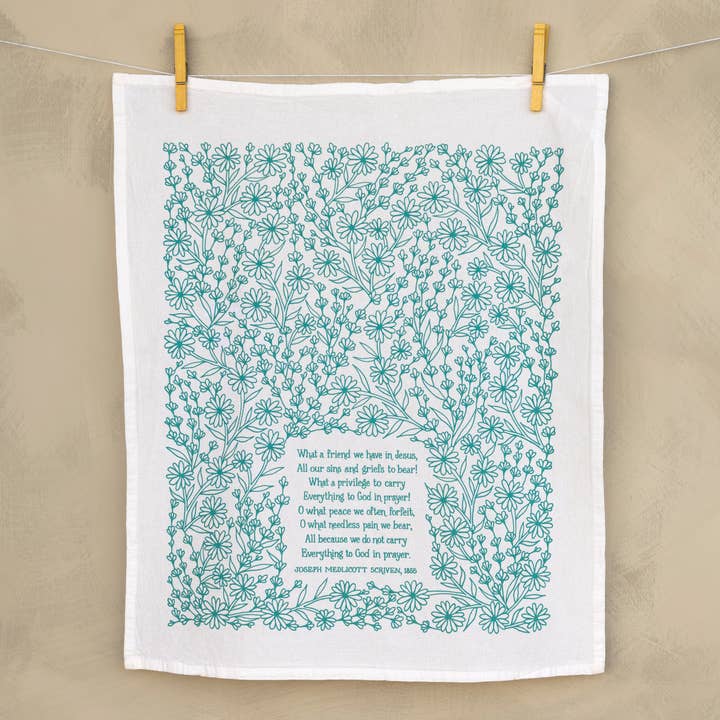 Little Things Studio - Wholesale Tea Towel - What A Friend Hymn Tea Towel — 24"x20"