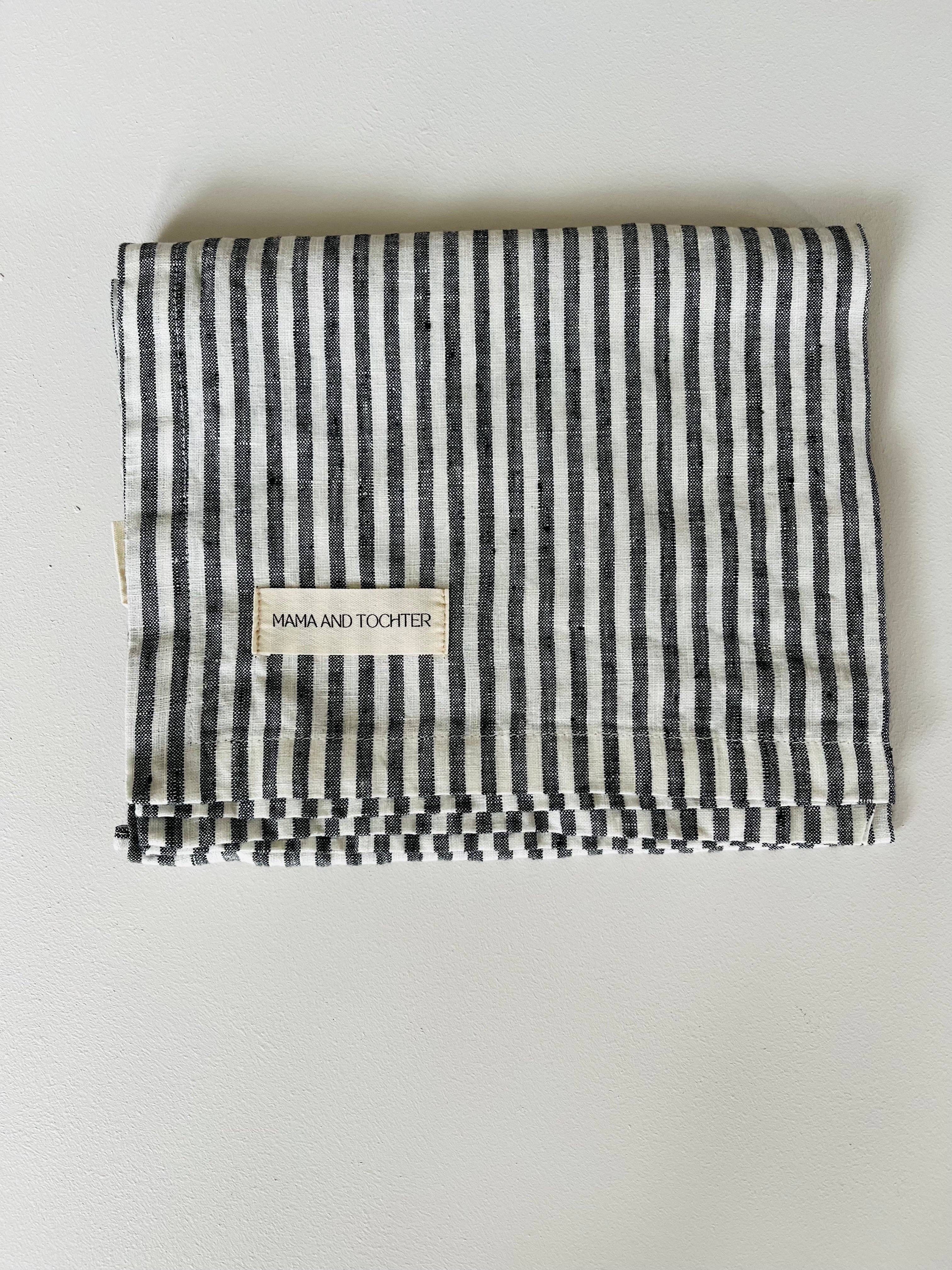 Mama and Tochter - Wholesale Tea Towel - Pure French Linen Tea Towel - Charcoal Pinstripes0