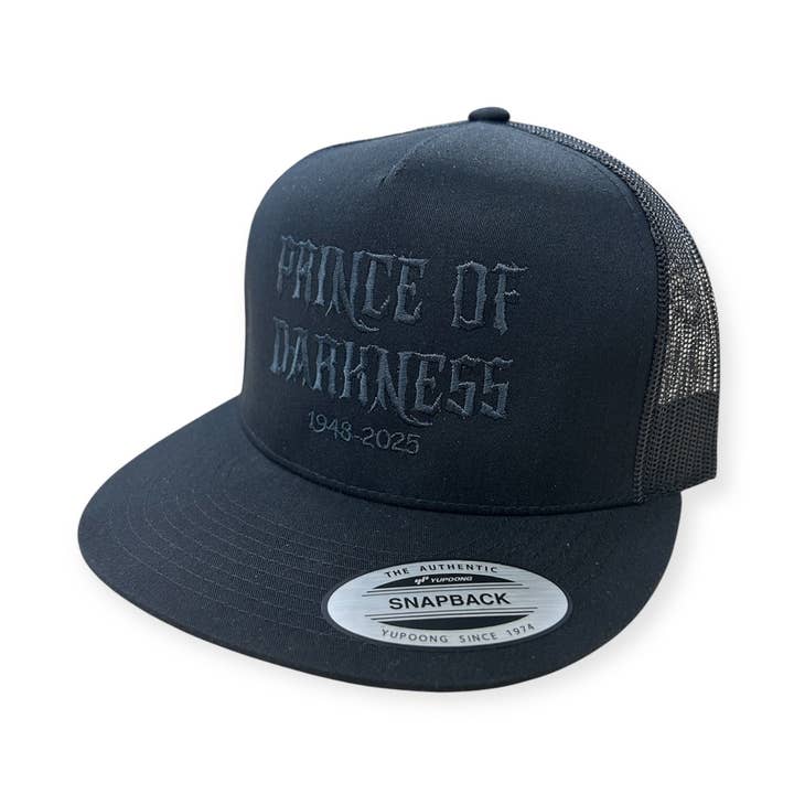 Prince of Darkness Embroidery Hat Ozzy Osbourne Vintage Trucker - YP Classics 6006 Yupoong for wholesale by Horizon Hat Co.