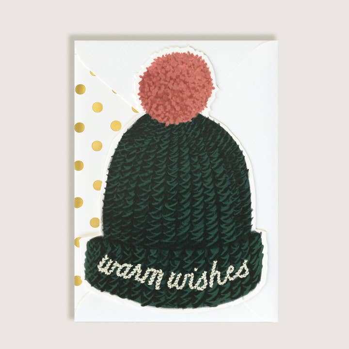 Beanie Die Cut Holiday lykønskningskort - Varme ønsker for engroshandel hos The First Snow