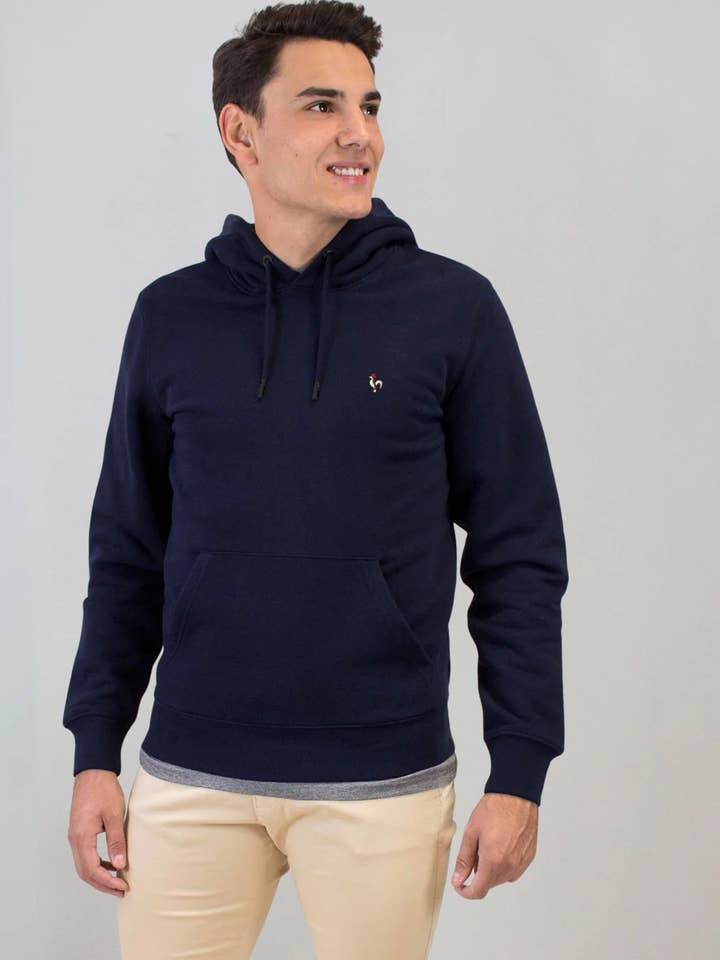 Effen marineblauwe hoodie voor wholesale door Patadegayo