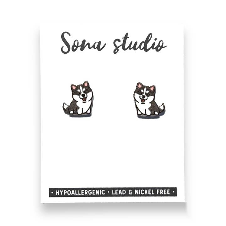 Sona Studio - Wholesale Stud/post earrings - Husky Puppy Earrings0