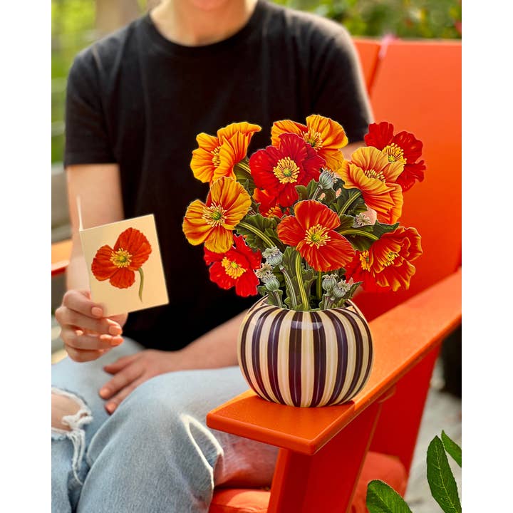 FreshCut Paper LLC - Wholesale Everyday Greeting Card - French Poppies (8 Pop-up Greeting Cards)1