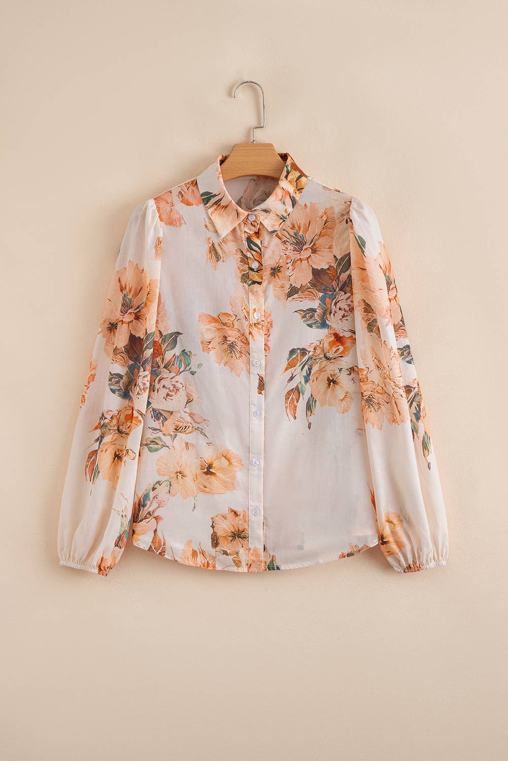 66DISCO - Wholesale Button Down Shirt - Women's - Floral Puff Sleeve Lightweight Shirt (S-XL)2