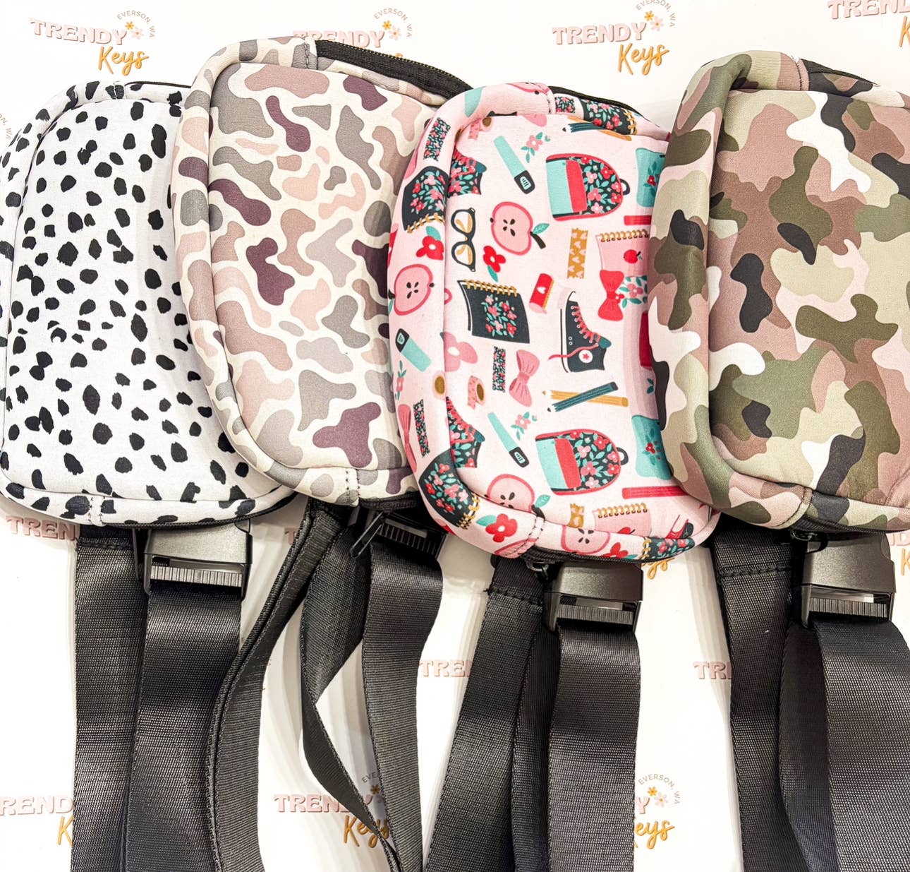 TrendyKeys - Wholesale Belt Bag - Women's - Neoprene Sling/Belt Bags, Patchable, Multiple Pockets2