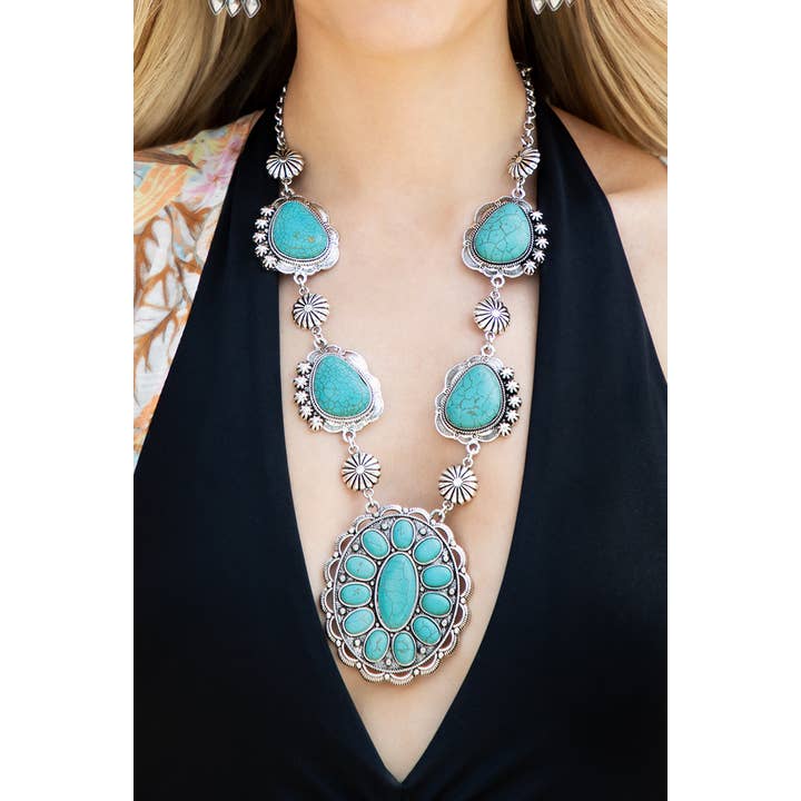 Western Semi Stone Concho Necklace for wholesale on Faire