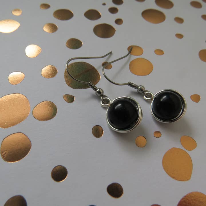 Crystal McMaster Jewellery Designer – Großhandel Ohrhänger – Schwarze baumelnde Edelstahlohrringe3