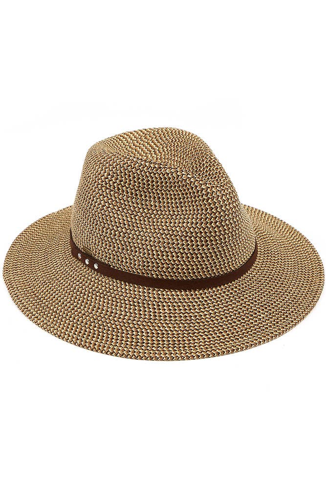 Hana - Wholesale Straw Hat - Women's - C.C Suede Band Trim Panama Sun Hat2