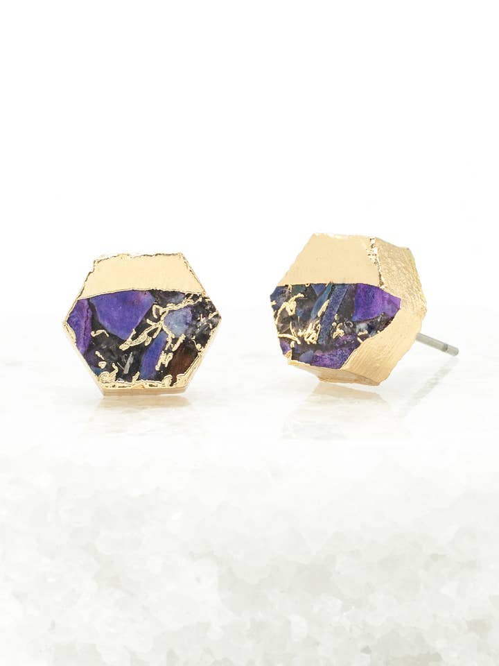 Canopy Stud Earrings – Royal Purple Emperor Stone for wholesale by Starfish Project, Inc