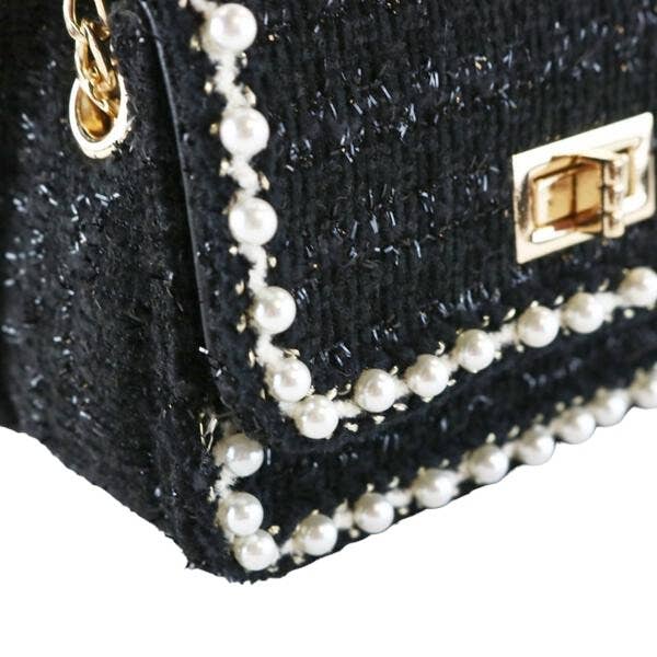 Doe a Dear – wholesale Crossbody-väska – Barn – B1306 Pearl Trim Tweed handväska (2 färger)3