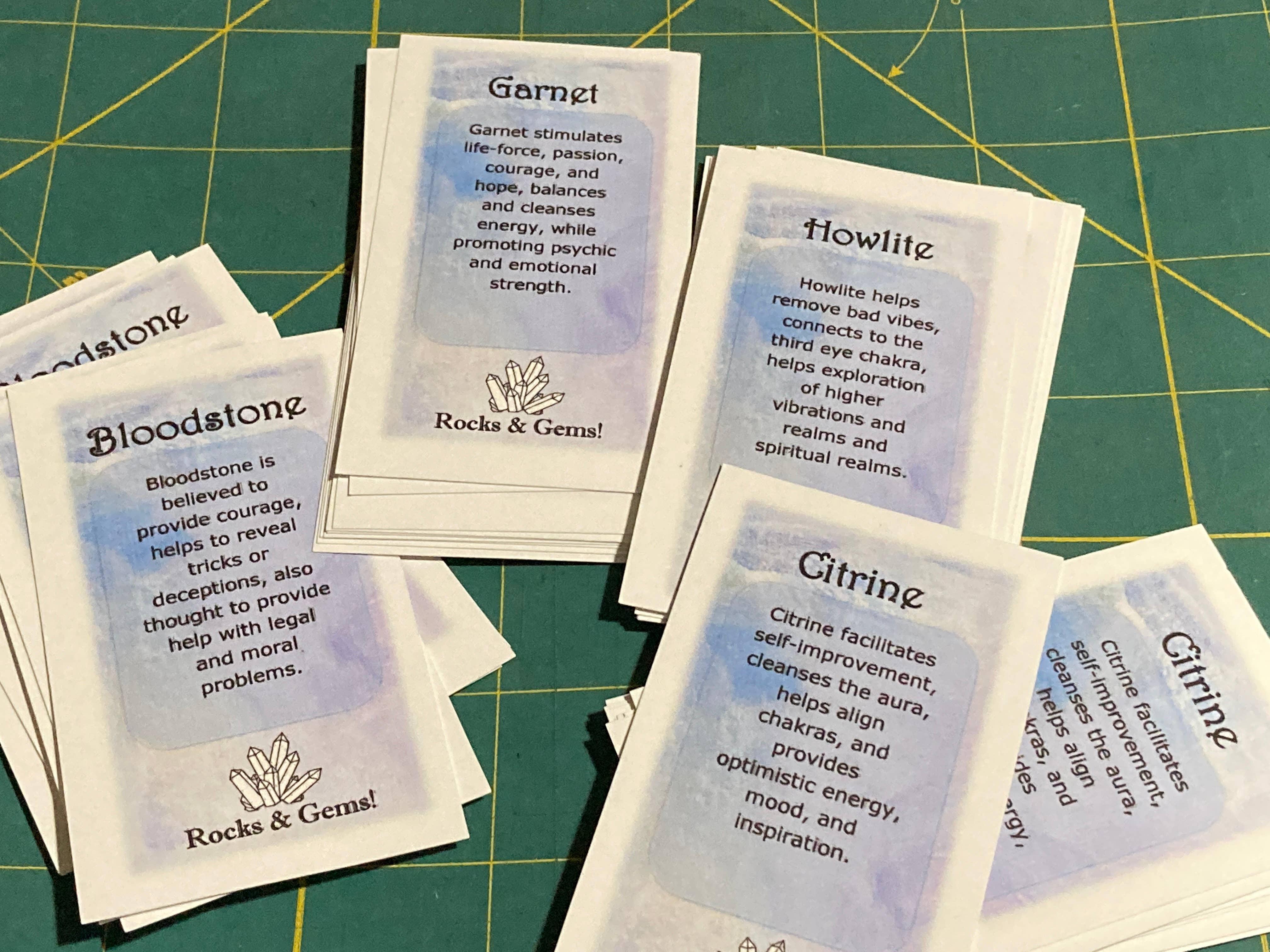Joshua Tree Gems - Vente Pierre et cristal de spiritualité - 10 cartes des propriétés des pierres, significations spirituelles, personnalisables4