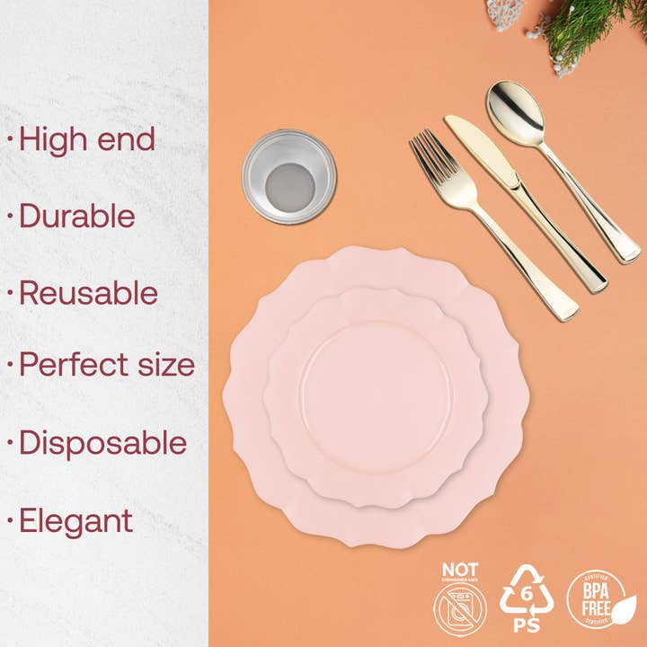 Smarty had a Party - Wholesale Dinnerware Set - Pearl Pink Round Lotus Dinnerware Value Set - 20 Sets