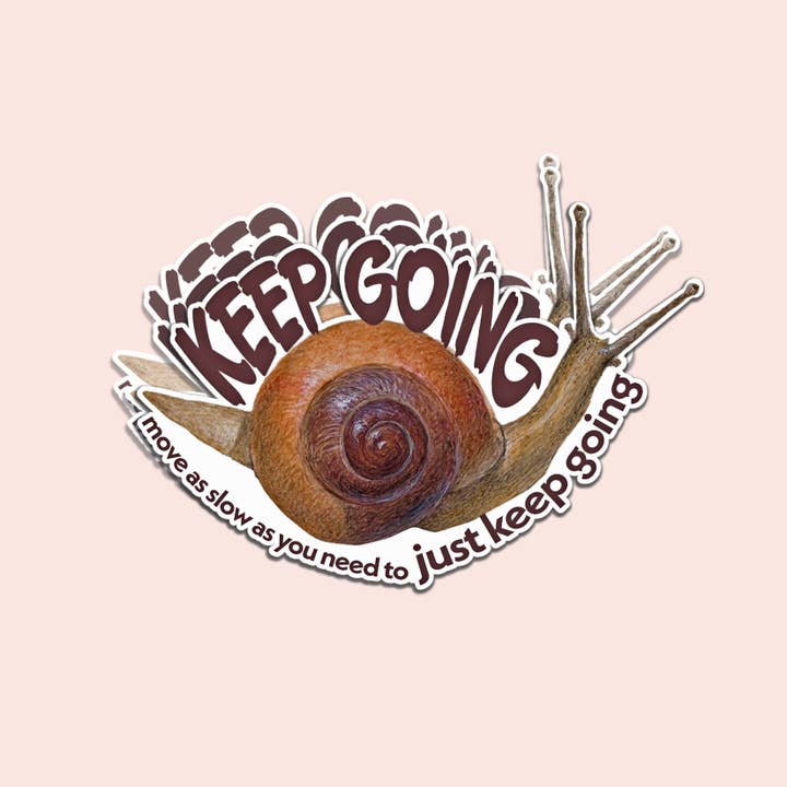 Motivational Snail Sticker: Keep Going (Don't Give Up) for wholesale by Dumpy Sue