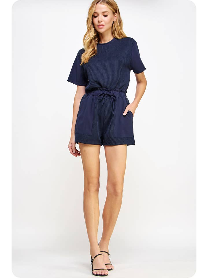 Strut & Bolt - Wholesale Shorts - Women's - Mixed Media Detail Knit Shorts5