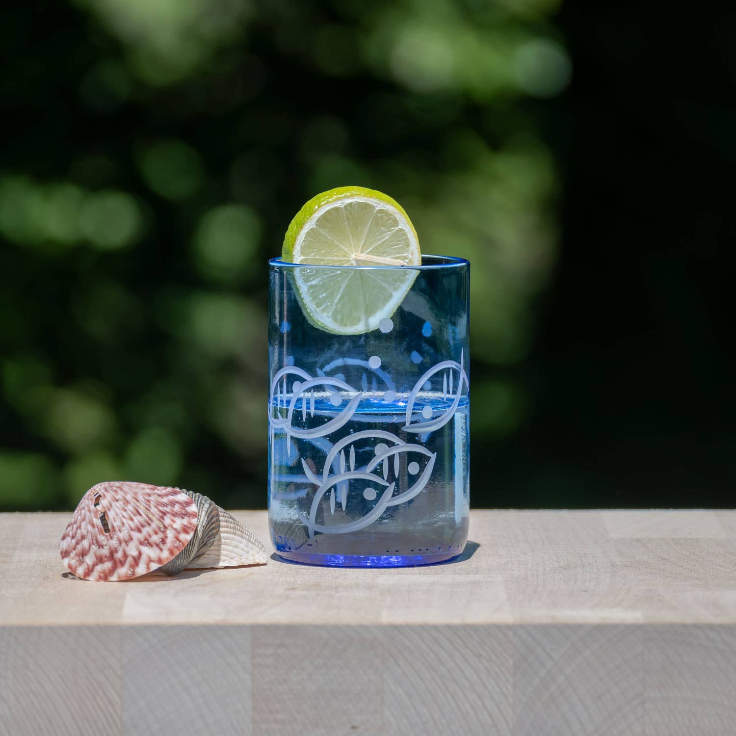 Rolf Glass – Copo/caneca por atacado – Copo Azul Peixe 14oz – Vidro Reciclado Cobalto5