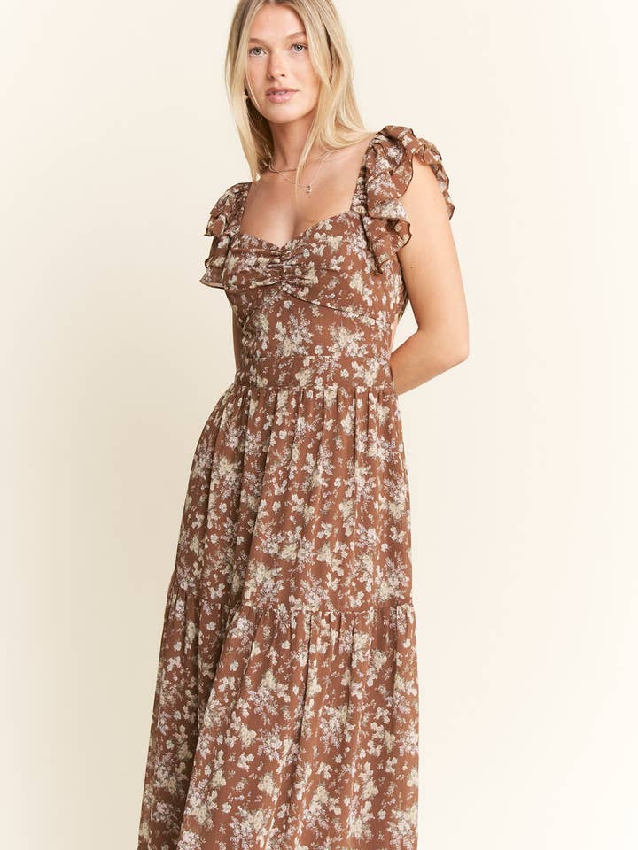 JADE BY JANE - Wholesale Dress - Women's - RUFFLE SLEEVE TIERED MAXI DRESS25