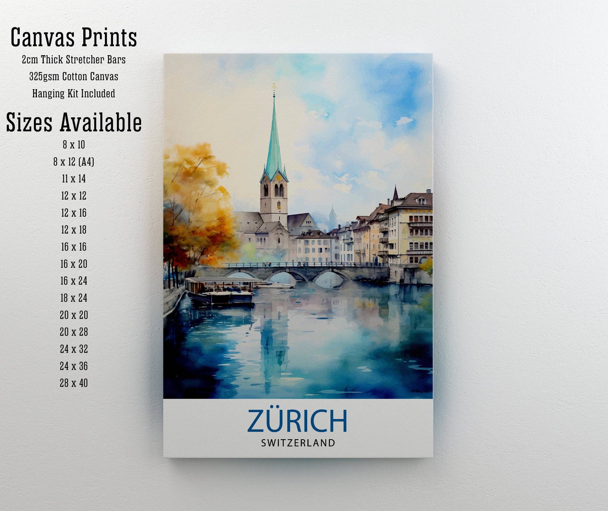 InkNPrintz – wholesale Art print – Zurich Switzerland Travel Poster Zurich1