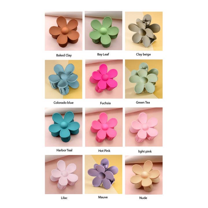 JOSSLYN by wall to wall - Wholesale Hair Clip - Women's - OVERSIZE MATTE FLOWER HAIR CLAW CLIPS | 40H45925