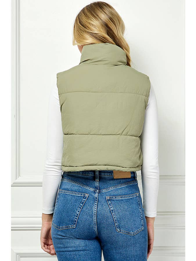 Veracci - Wholesale Puffer Jacket - Women's - Lightweig Padded Crop Puffer Vest, Sleeveless Puffer Vest