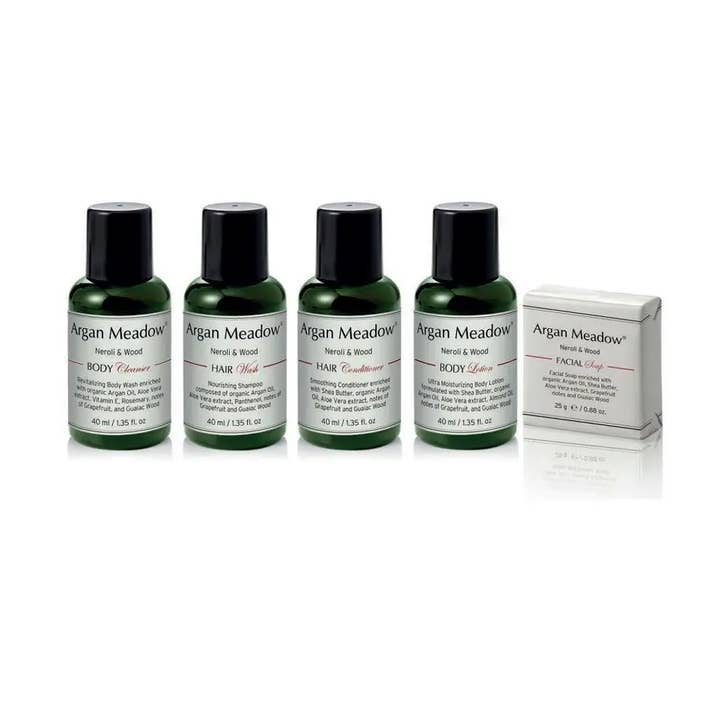 King Of Cotton - Wholesale Toiletry Bag - Unisex - Argan Meadow Hotel Complimentary Toiletries - 40ml