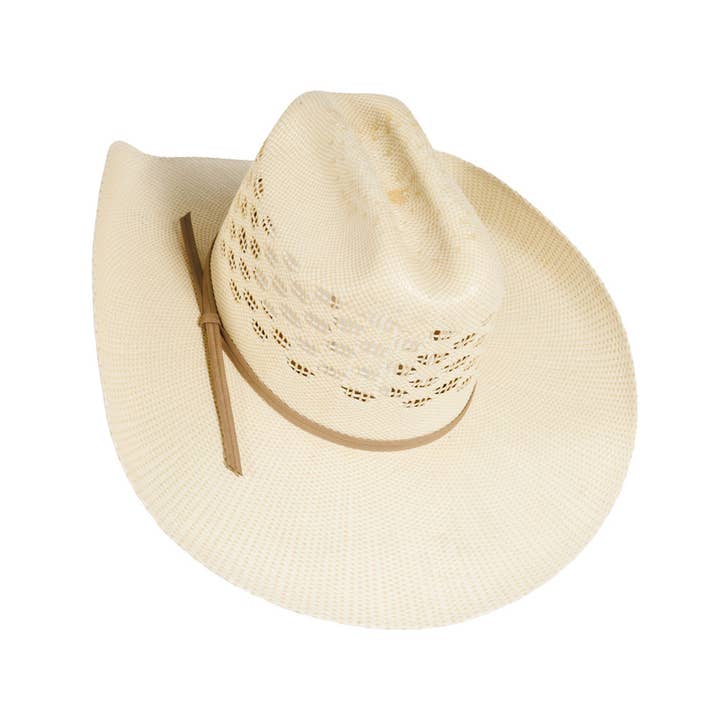 Natural Vented Crown Bangora Straw Cowboy Hat - Style Cal for wholesale on Faire1