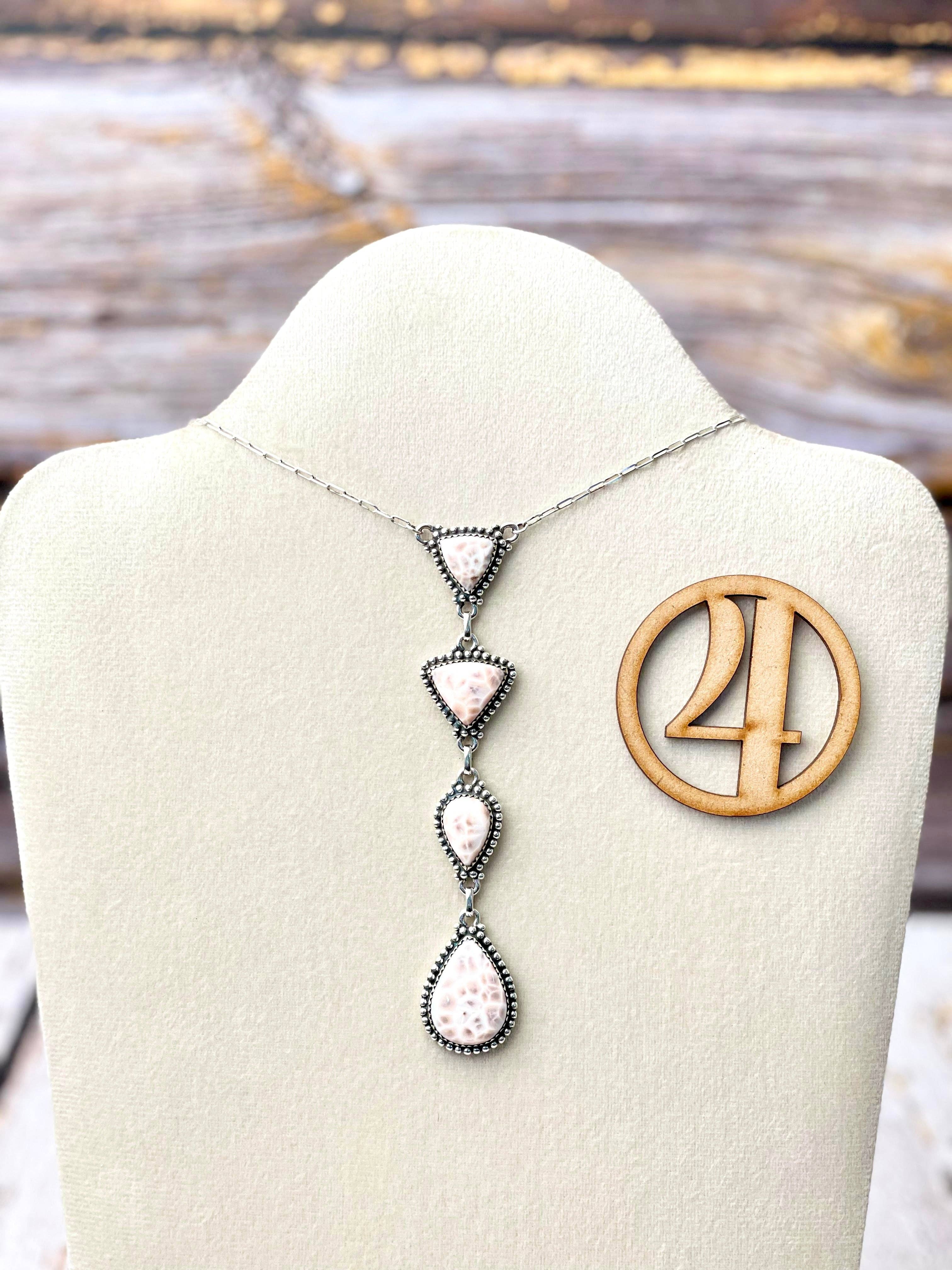 Krush Kandy - Wholesale Pendant/Charm Necklace - Pink Larimar Drop Necklace5