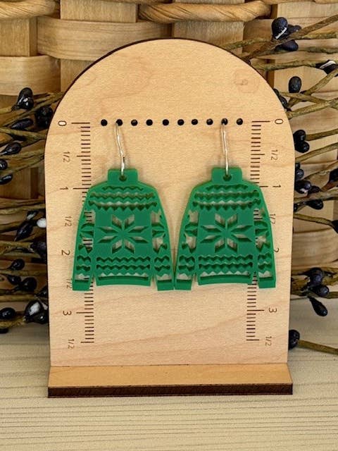 Christmas Sweater Earrings - Ugly Sweater Acrylic Earrings for wholesale by SHY Designs, LLC