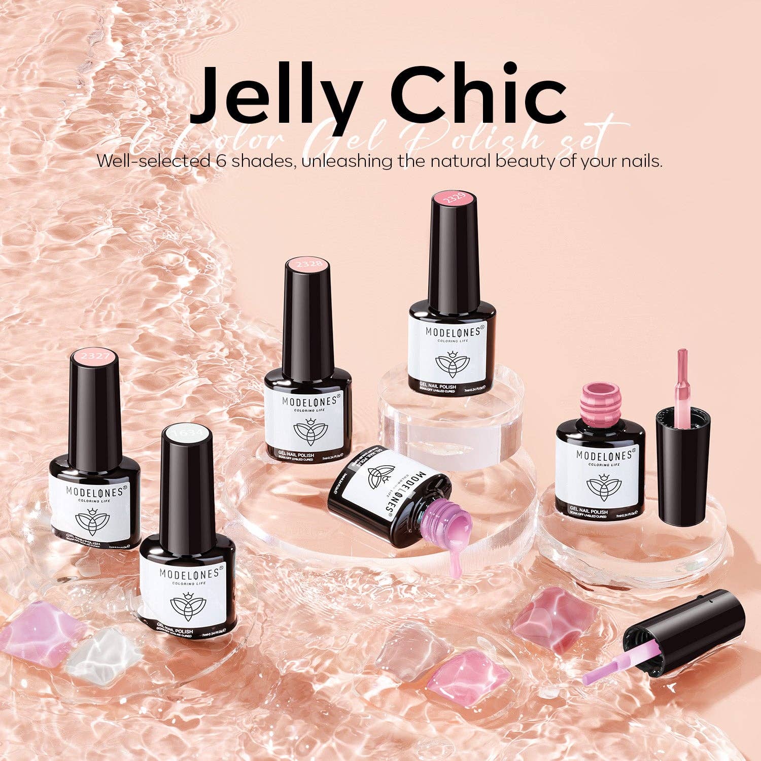 Modelones – wholesale Nail polish set – Jelly Chic - 6 Shades Gel Nail Polish Set3
