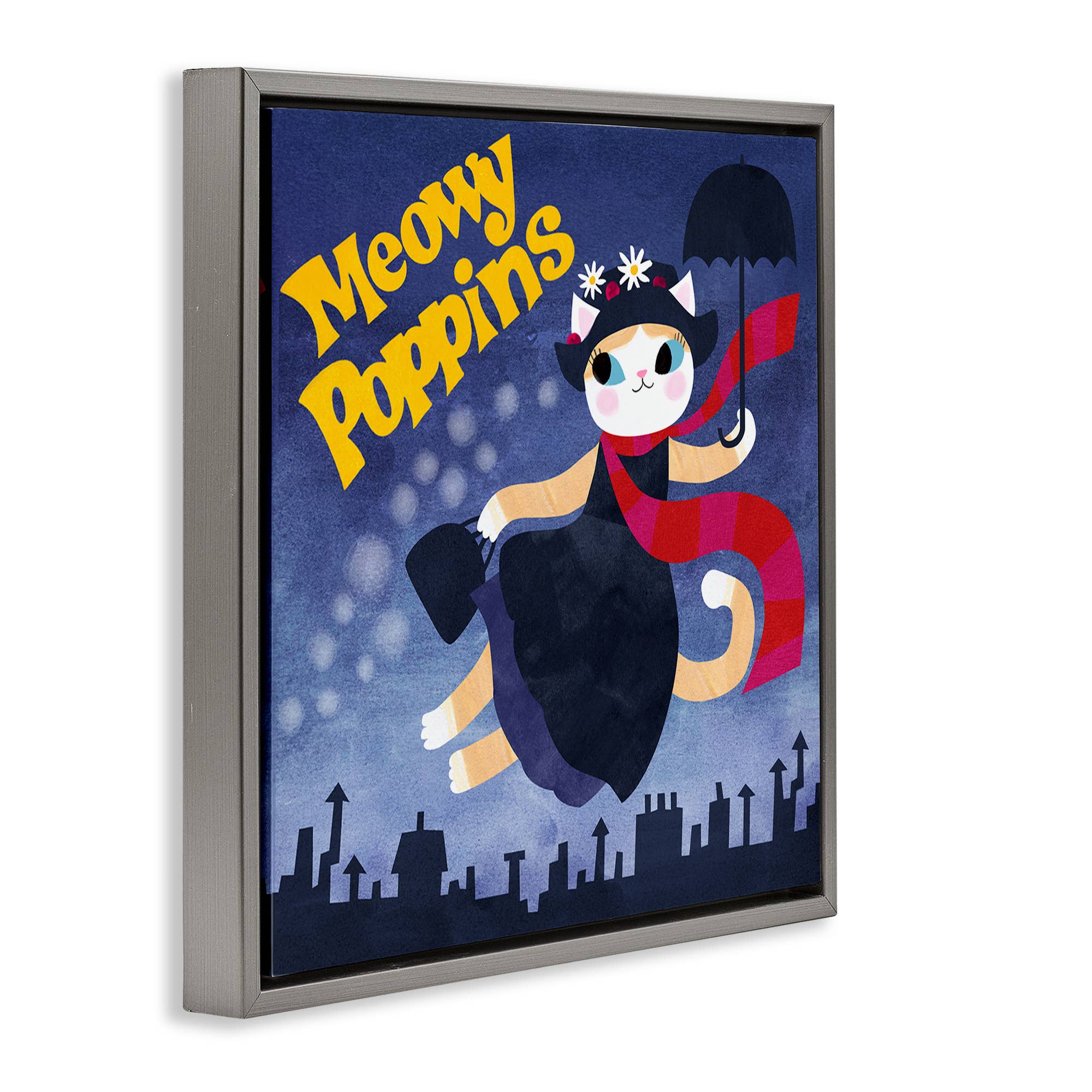Stupell Industries - Wholesale Wall Sign - Meowy Poppins Cat Parody - Framed Wall Art16