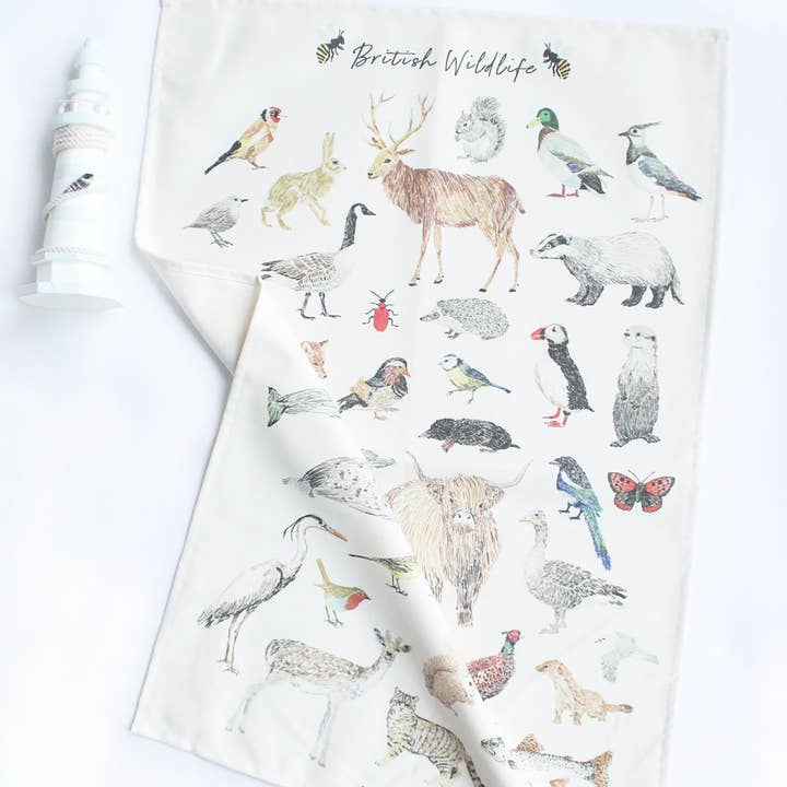 British Wildlife Tea Towel for wholesale by Kelci London