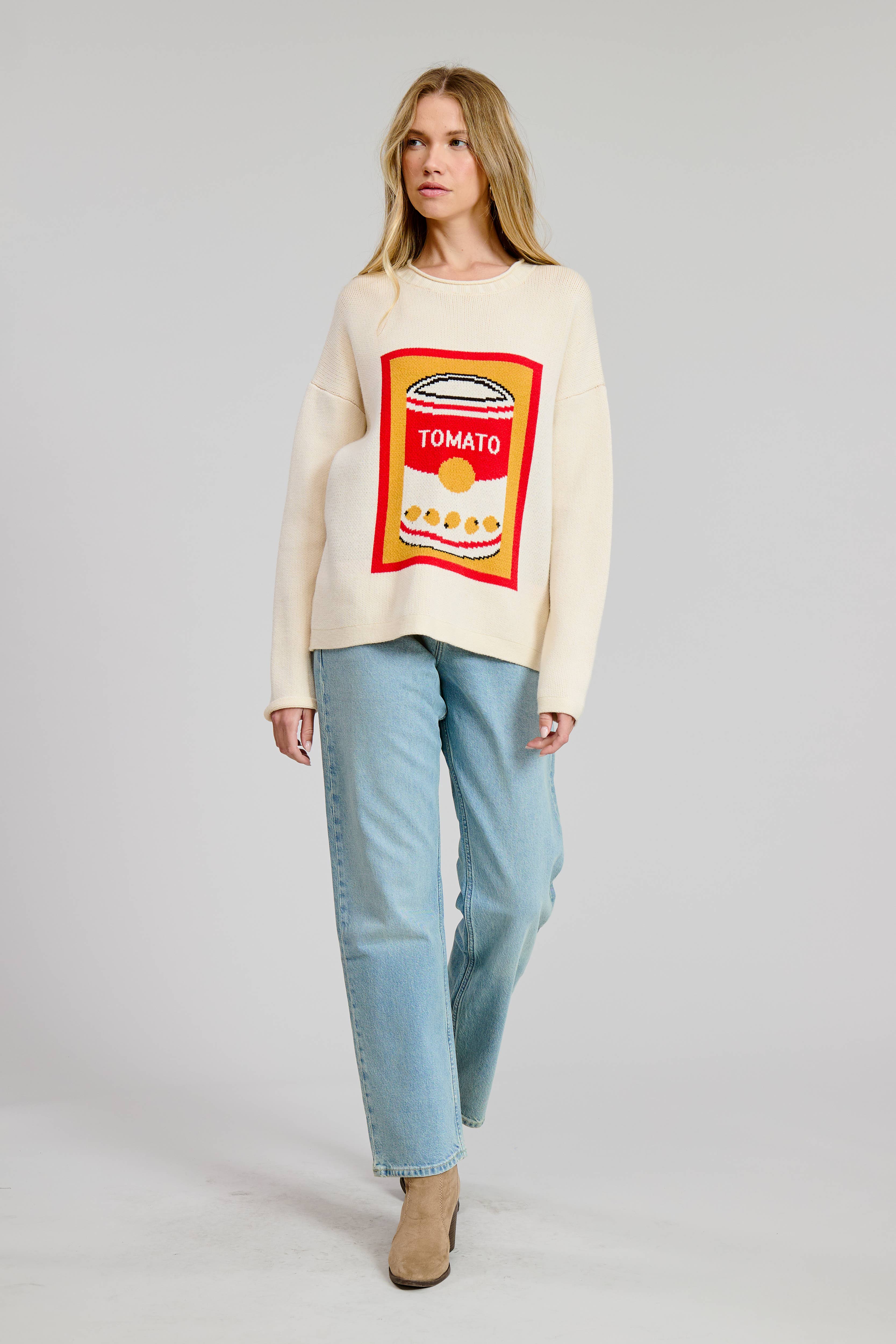 FLAT WHITE - Wholesale Knit Sweater - Women's - Tomato Crewneck Pullover 2