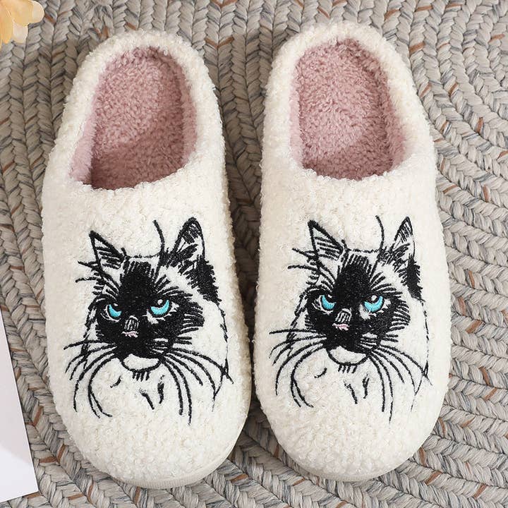 WINTER HOME BLACK CAT THICK COTTON SLIPPERS_CWSHS1158 for wholesale by DOUBLJU