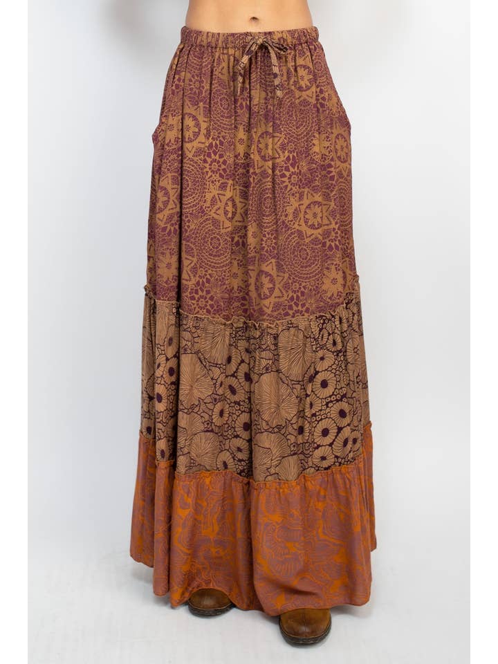 Lakhays Collection Inc. - Wholesale Skirt - Women's - Tiered Lace Print Maxi Skirt7