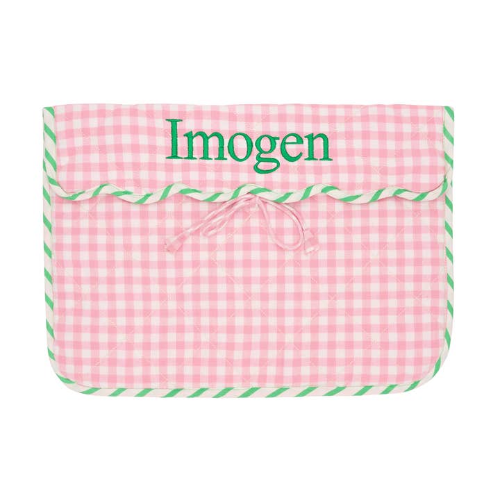Bridie & Bert - Wholesale Laptop/tablethoes - Dames - Gewatteerde Gingham Laptophoes | Roze1