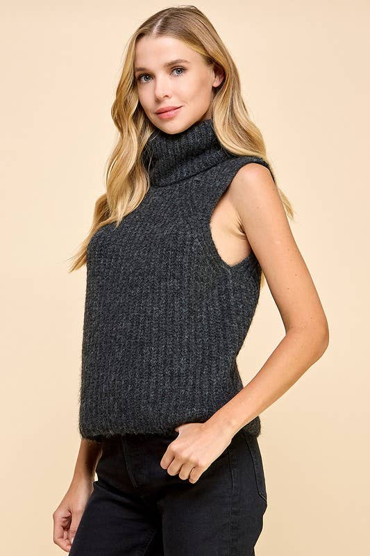 CHARCOAL CW2534-Turtle Neckline Sweater  for wholesale on Faire1