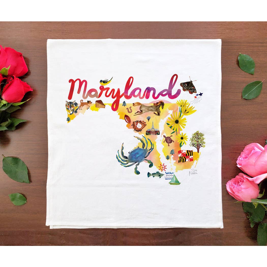 Allport Editions - Vente Torchons - Série de serviettes avec cartes à l'aquarelle - découvrez les 28 États !8