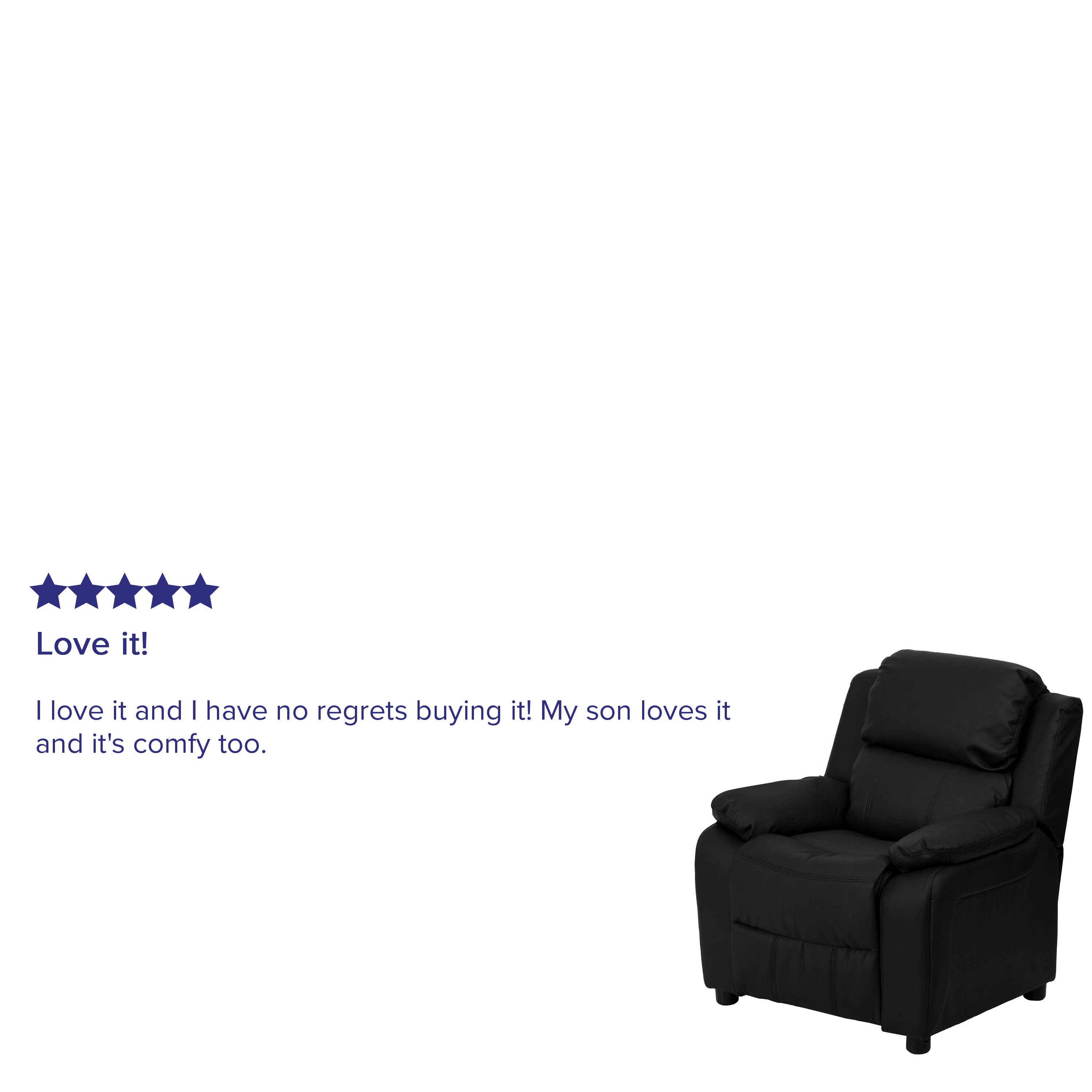Deluxe Black LeatherSoft Kids Recliner with Arms for wholesale on Faire3