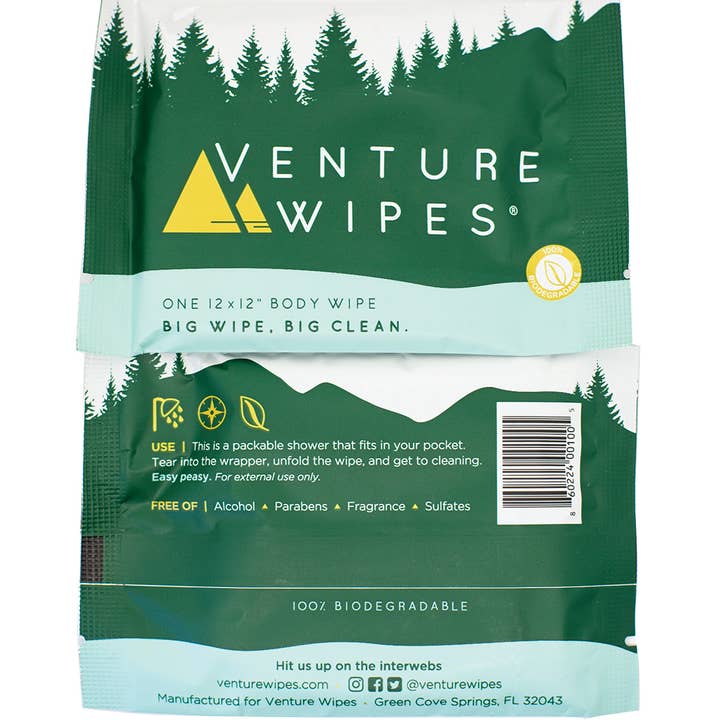 Venture Wipes - Wholesale Face & Body Wipes - Venture Wipes 25ct Bag