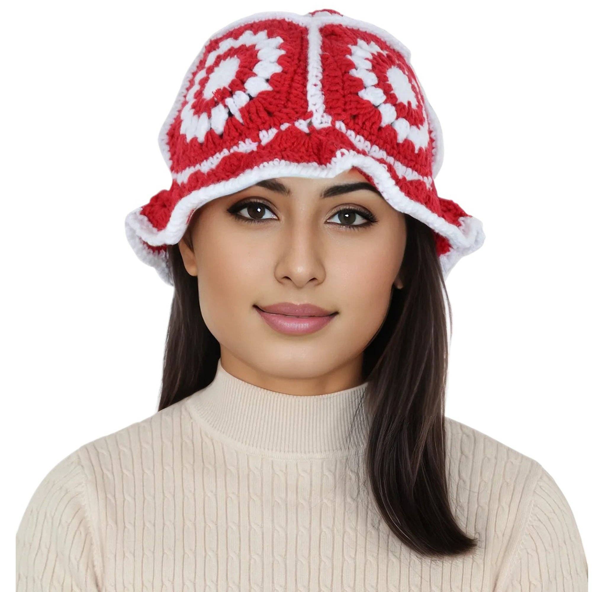 AK Brand – Engroshandel Bucket hat - Dame – Hæklet bøllehat retro solstråle strik foldbar strandhat25