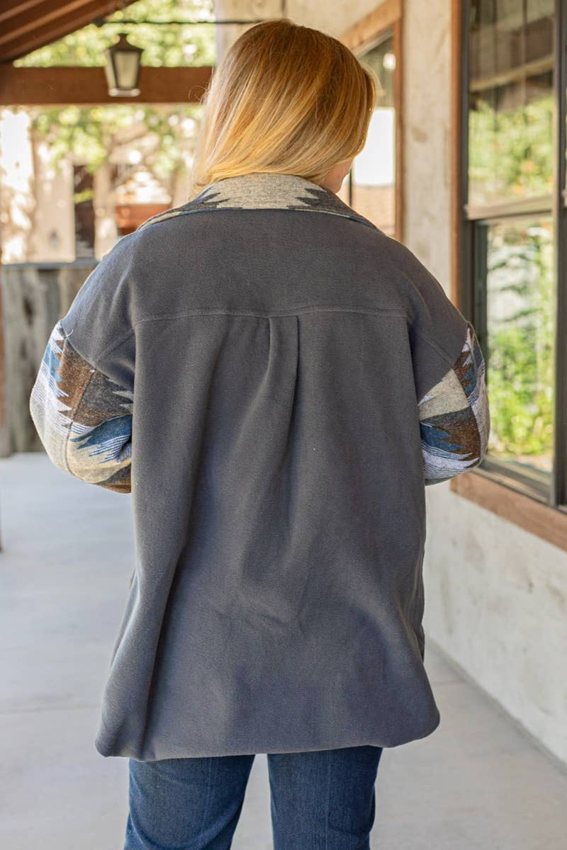 DESHENG ENTERPRISE - Wholesale Jas - Dames - JASJE MET AZTEC PRINT GRIJS1