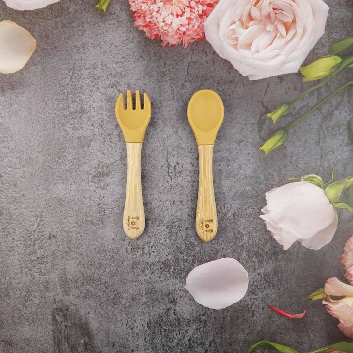 Summerville organic - Wholesale Flatware Set - Kids & Baby - Spoon and fork bamboo ochre