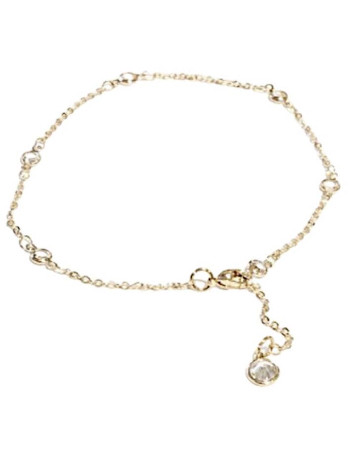 Tornozeleira de ouro com pedras preciosas 10 5 ajustável por atacado de Links & Locks