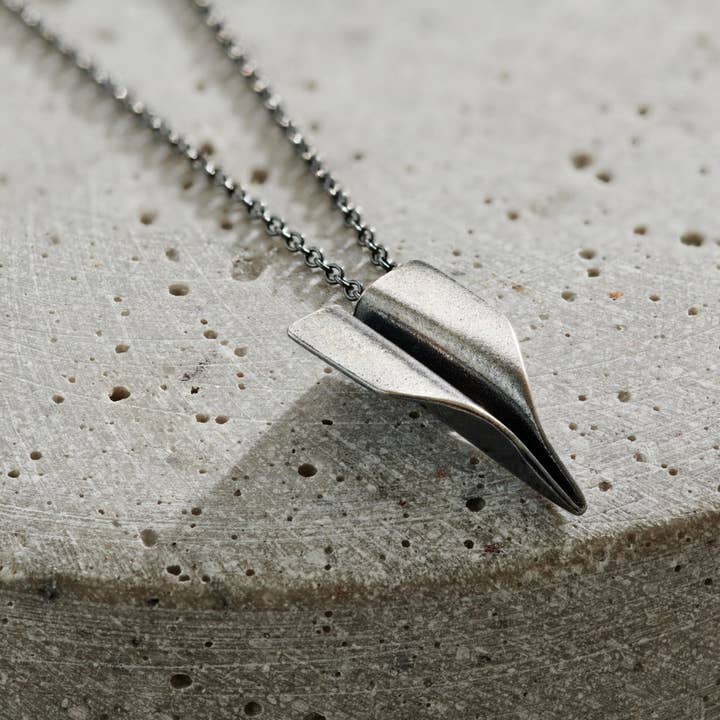 Men's Personalised Paper Plane Necklace for wholesale by Posh Totty Designs