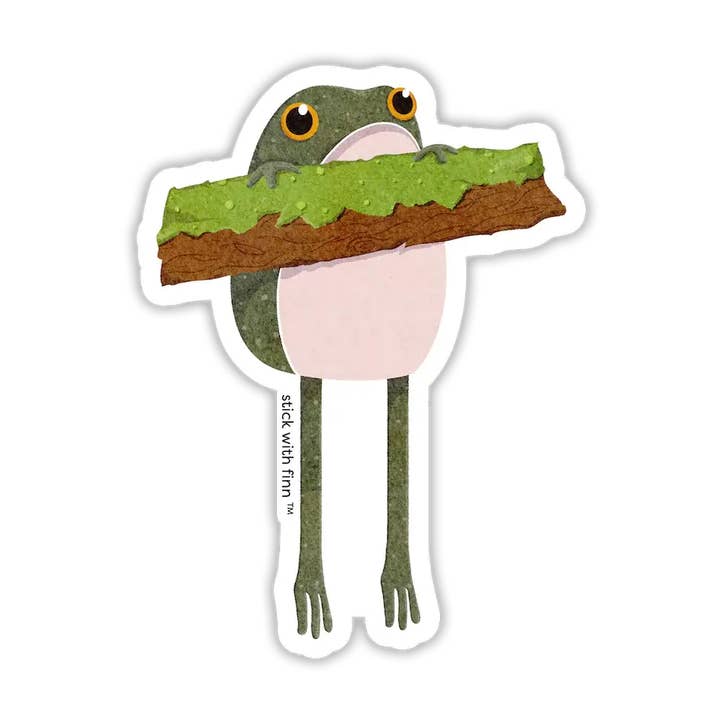 Hangin' in There Frogson Sticker for wholesale by Stick With Finn