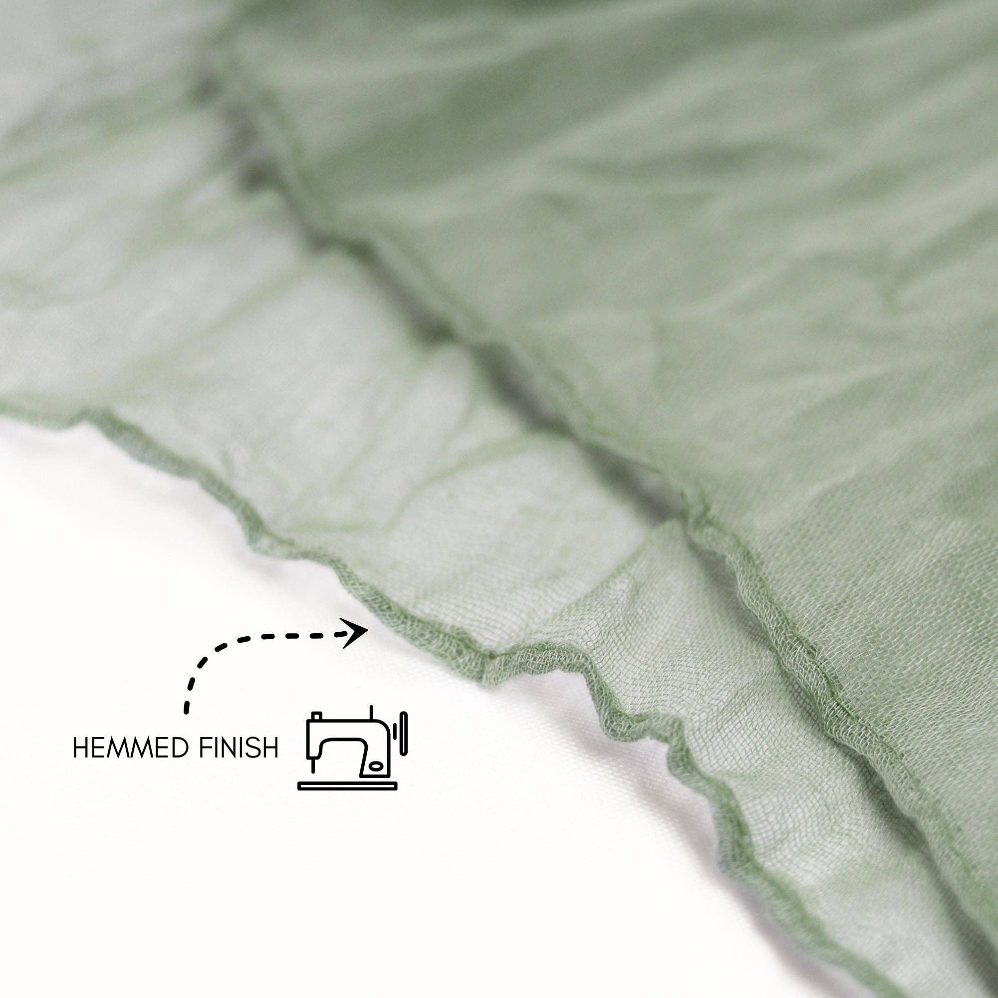 YOUR CHAIR COVERS - Wholesale Table Runner - 35 in X 10 ft Gauze Cheesecloth Table Runner Sage2